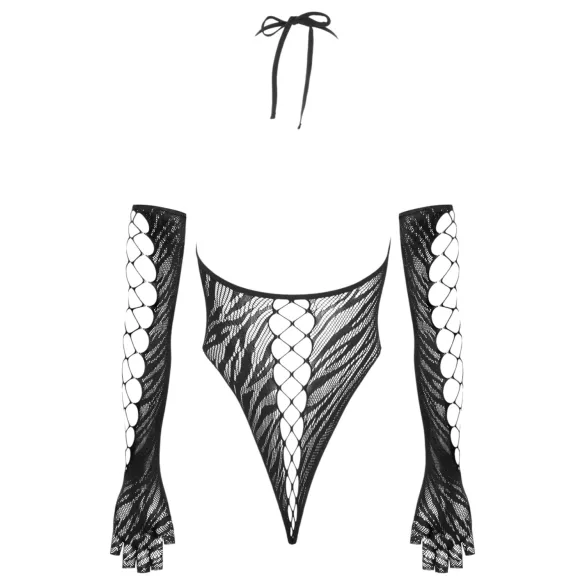 Cottelli - Schwarzer Body mit Handschuhen (S-L)