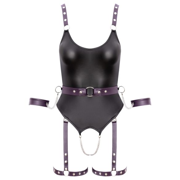 Cottelli - Offener Bondage-Body mit Handschellen (Schwarz) - M