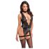 Noir Libido - Body mit Strumpfhalter (Schwarz) - M