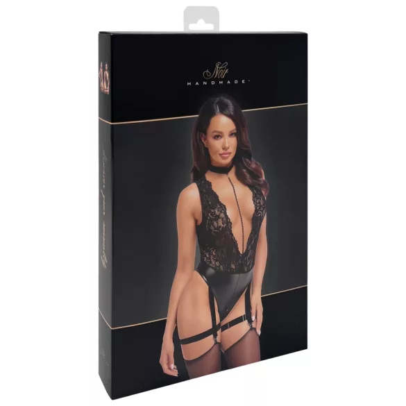 Noir Libido - Body mit Strumpfhalter (schwarz) - L