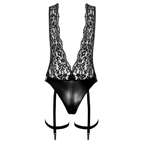 Noir Libido - Body mit Strumpfhalter (schwarz) - L