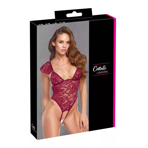Cottelli - Spitzen-Body mit Perlen (rot) - L
