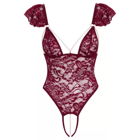 Cottelli - Spitzen-Body mit Perlen (rot) - L