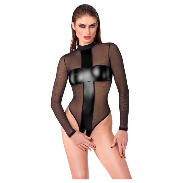 Noir - transparenter Body mit Kreuzmuster (schwarz)