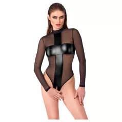 Noir - transparenter Body mit Kreuzmuster (schwarz) - M