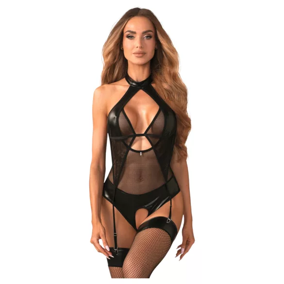 Obsessive Dominna - transparenter, schimmernder Body (schwarz)
