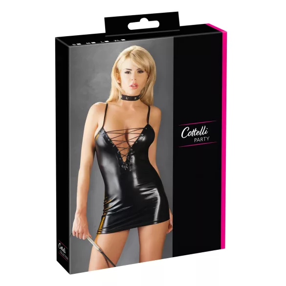 Cottelli - glänzendes, geschnürtes Kleid (schwarz)