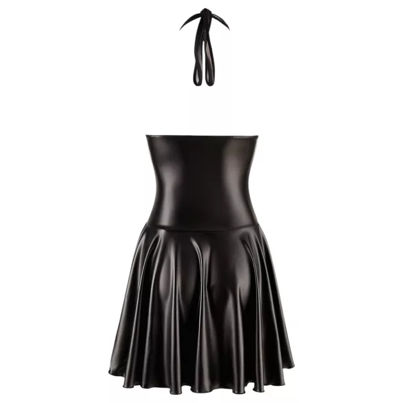 Noir - Plisseekleid mit transparentem Brustteil und Halsband (schwarz)