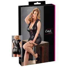   Cottelli Plus Size - Glänzendes Kleid mit Spitze (Schwarz) - XXL