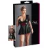 Cottelli Plus Size - Glänzendes Kleid mit rotem Korsett (schwarz)