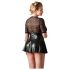 Cottelli Plus Size - Glänzendes Kleid mit rotem Korsett (Schwarz) - XXL