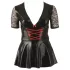 Cottelli Plus Size - Glänzendes Kleid mit rotem Korsett (schwarz) - XXXL