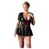 Cottelli Plus Size - Glänzendes Kleid mit rotem Korsett (Schwarz) - XXXXL