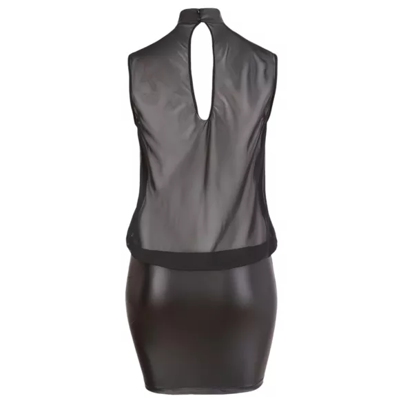 Cottelli Plus Size - Glänzendes Chiffon-Kleid (schwarz)