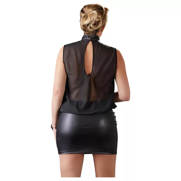 Cottelli Plus Size - Glänzendes Chiffon-Kleid (schwarz) - 2XL