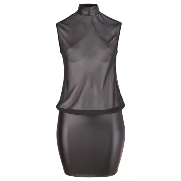 Cottelli Plus Size - Glänzendes Chiffon-Kleid (schwarz) - 2XL