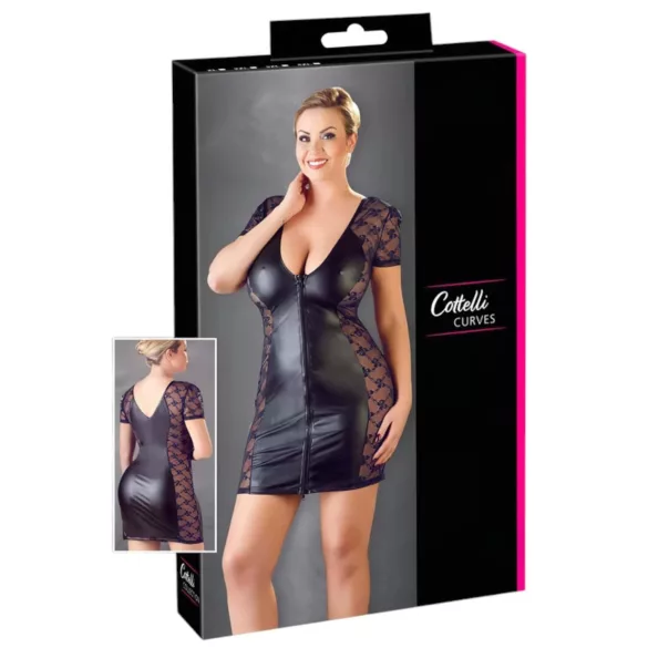 Cottelli Plus Size - Spitzenkleid mit Schleife (schwarz) - 3XL
