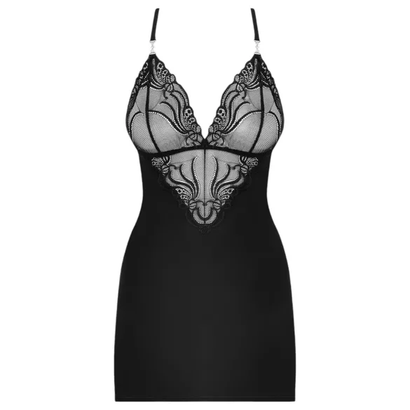 Obsessive 828-CHE-1 - Glitzer-Riemchenkleid und Tanga (schwarz) - L/XL