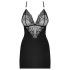 Obsessive 828-CHE-1 - Kleid mit Strass-Trägern und String (schwarz) - L/XL