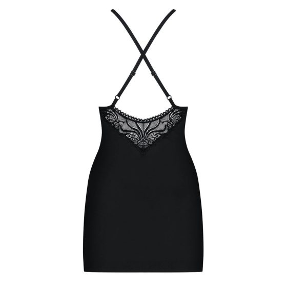 Obsessive 828-CHE-1 - Strass-geschmücktes Kleid mit Tanga (Schwarz) - L/XL