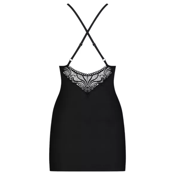 Obsessive 828-CHE-1 - Glitzer-Riemchenkleid und Tanga (schwarz) - L/XL