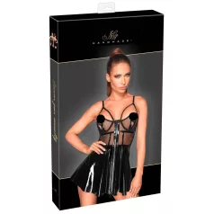 Noir - Lackkleid mit Netzdetail (Schwarz) - M