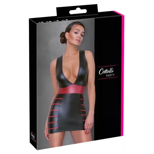 Cottelli Party - Gestreiftes, figurbetontes Kleid (schwarz-rot) - XL