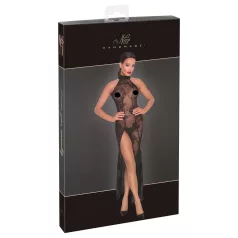 Noir - Transparente Blütenpracht, langes Kleid (schwarz)