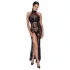 Noir - Transparente Blütenpracht, langes Kleid (schwarz)