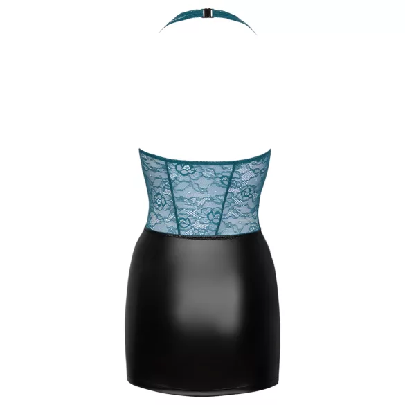 Cottelli - glänzendes Spitzenkleid mit Schnürung (schwarz-grün)