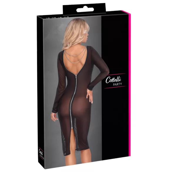 Cottelli Party - Transparenz-Kleid mit Reißverschluss (schwarz) - L