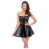 Noir - Glänzendes Minikleid mit Spitzenoberteil (Schwarz)