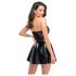 Noir - Glänzendes Minikleid mit Spitzenoberteil (Schwarz)