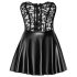 Noir - Glänzendes Minikleid mit Spitzenoberteil (Schwarz)