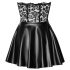 Noir - Glänzendes Minikleid mit Spitzenoberteil (Schwarz)