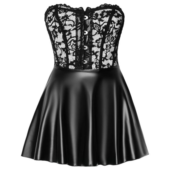 Noir - Spitzenoberteil glänzendes Minikleid (schwarz) - M