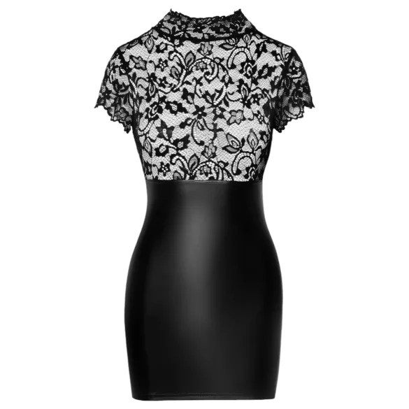 Noir - Glänzendes Korsagenkleid mit Spitze (Schwarz) - M