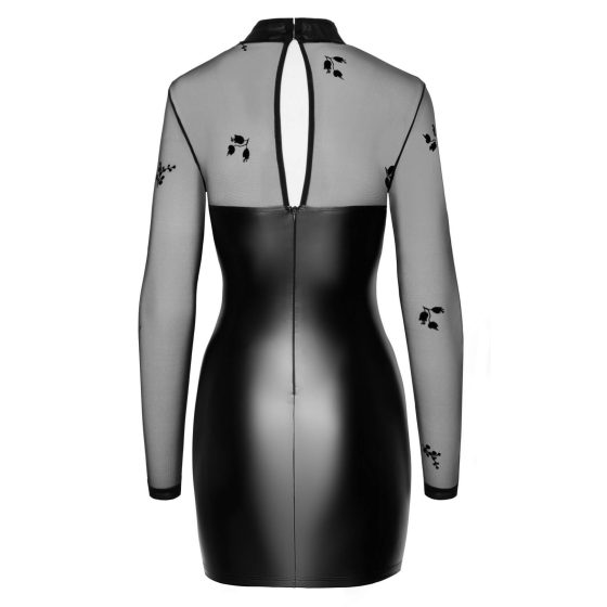 Noir - Transparente Oberteil Glänzendes Kleid (Schwarz)