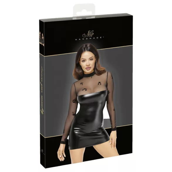 Noir - Transparentes Glanzkleid mit Oberteil (Schwarz) - M