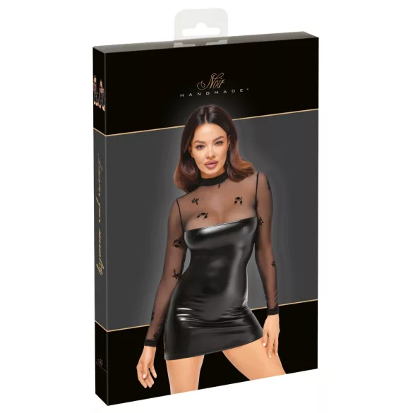 Noir - Transparentes Glanzkleid mit Oberteil (Schwarz) - M