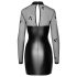 Noir – Glänzendes Kleid mit transparentem Oberteil (Schwarz) - M