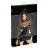 Noir – Glänzendes Kleid mit transparentem Oberteil (Schwarz) - L