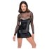 Noir – Glänzendes Kleid mit transparentem Oberteil (Schwarz) - XL