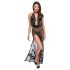 Noir - Vollständig transparenter Maxikleid mit Blumenmuster (Schwarz)
