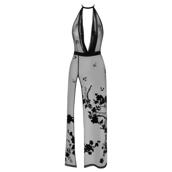 Noir - Transparenter Maxikleid mit Blumenmuster (Schwarz) - M