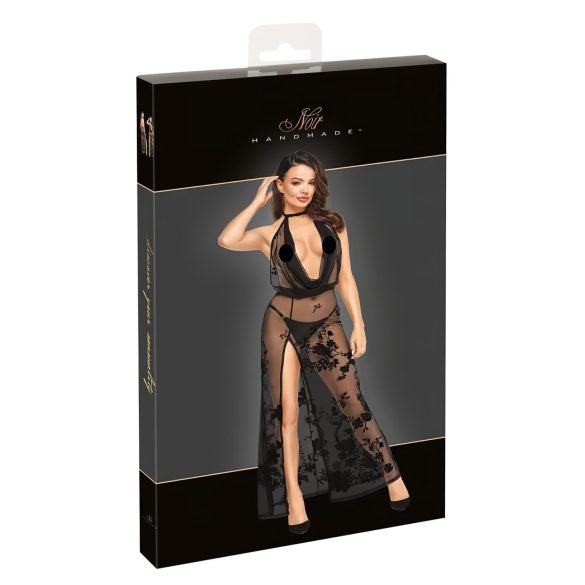 Noir - Transparenter Maxikleid mit Blumenmuster (Schwarz) - XL