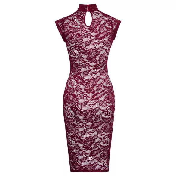 Cottelli - transparentes Spitzenkleid (bordeaux) - M