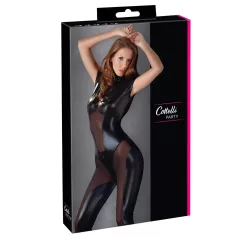 Cottelli - kurzärmeliger glänzender Overall (schwarz) - L