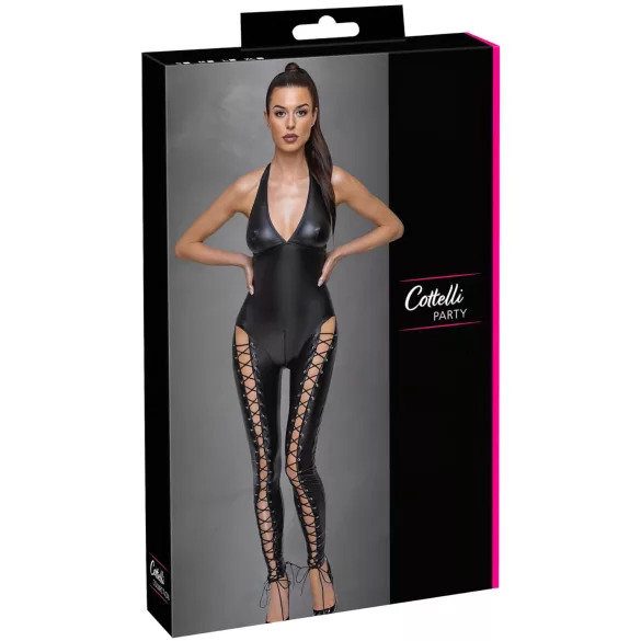 Cottelli Party - Halterneck-Overall mit Schnürung (Schwarz)