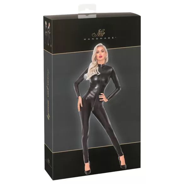 Noir - Schlangenhaut-Look, langer Overall (schwarz) - XL